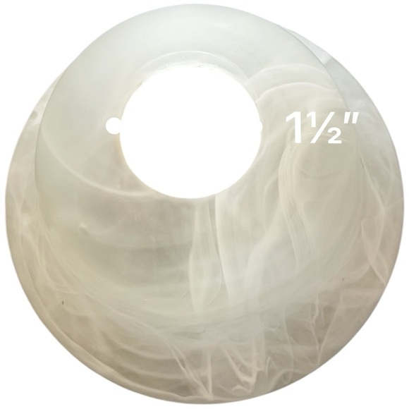 Ceiling Fan Glass Lamp Shade Large fit 1.5” Frosted Glass White Swirls - Picture 4 of 7